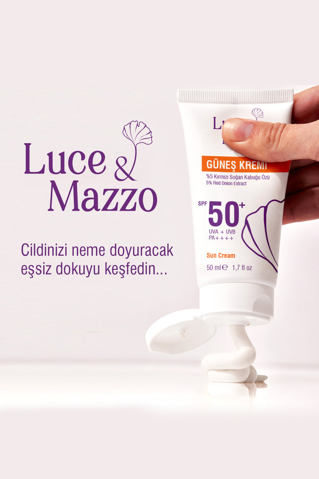 Yüksek Koruma SPF 50+ Yüz Vücut Güneş Kremi 50 ml- Mineral Bazlı Yağsız Besleyici